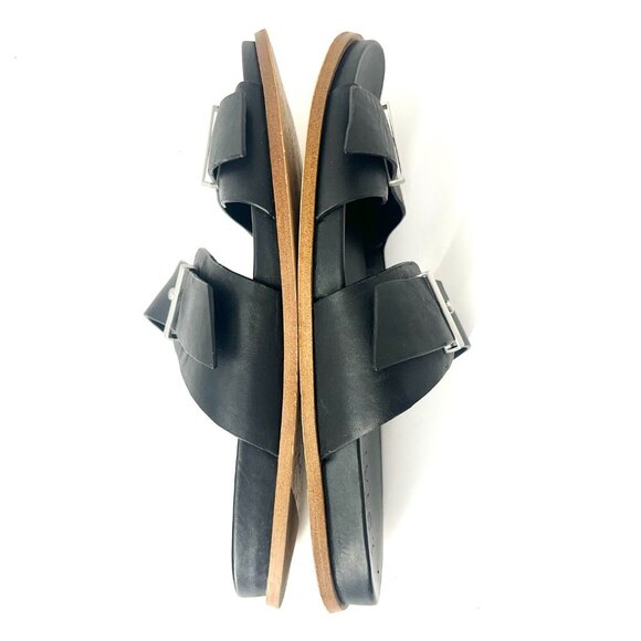 Sz 8.5 - 1.State Women's Ocel Black Leather Dual Buckle Strap Slip On Sandal - Picture 6 of 10